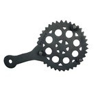 Vintage Cast Iron Trivet Rustic Star Flower Design - Black Red Yellow Green