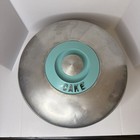 Vtg Rare Kromex Cake Cover Teal Accent W  Original Glass Footed Plate Mcm