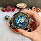 60mm Natural Labradorite Quartz Crystal Stone Sphere Healing Energy Ball   Base