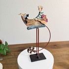 Vintage Balancing Toy Pendulum Painted Metal Man In A Row Boat 15 Inch High