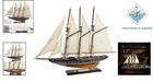 24-inch Wooden Sailboat Model With Antique Blue And Walnut Finish For Decor