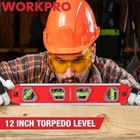 Workpro 12 Inch Torpedo Level 4 Bubble V-groove Aluminum Magnetic Plumbing Level