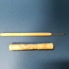 Antique Ivory-tone Carved Victorian Sewing Needle Keeper Case  crack    Crochet 