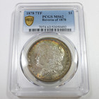 1878 P 7tf 7 Tailfeather Pcgs Ms62 Toned Silver Morgan Dollar  1 Us Coin  61004a