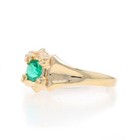 Yellow Gold Green Glass Vintage Solitaire Ring - 10k Midi Child s