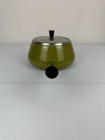Vintage Mid-century Enamel Saucepan Fondue Pot W  Handle Avocado Green Mcm