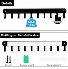 Wall-mount Key Holder 10 Hooks Black Self-adhesive Or Screw Key Rack Organizer