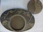 Chinese Carved Yan Calligraphy  Ink Stone W Lid  Fans  Blossom  Bamboo 2 Pc 7 5 