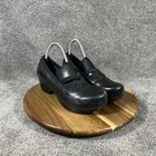 Dansko Tilda Womens Sz 38 Black Leather Criss Cross Elastic Heel Clog Shoes Used