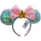 Disney  Park Minnie Ears Mermaid Yellow Star Pink Bow Green Sequins Headband Neu