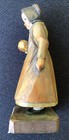 Antique Hand Carved Wooden Mennonite quaker amish Girl Very Unique
