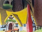 Vintage 1952 Walt Disney Snow White Goldenbook Art Cottage 16x19in Original 