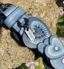 Coach Blue Leather Hearts Loop Key Ring  Bag Charm  Fob   Glitter Detailing