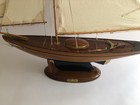 Vintage Yacht 1930 Wood Model Display Sailboat Canvas Sails Large