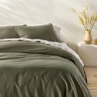 Full queen Heavyweight Linen Blend Duvet Cover And Sham Set Olive Green -