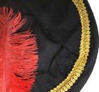 Adult Renaissance Tudor Costume Period Medieval Hat Black Red Feather Gold Braid