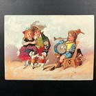 Anthropomorphic Animal Victorian Trade Card Street Performer Dog Dancer Children