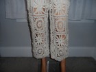 Cool Az Size S M Beige Crochet Set Cropped Pants Short Sleeve Shirt Nwt