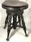 Antique Chas Parker Co Wooden Swivel Piano Stool Glass Ball Claw Feet Made Usa