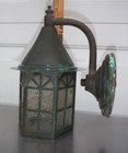 Antique vintage Copper glass Outdoor Wall Light Fixture Arts And Crafts Patina