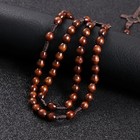 Christ Jesus Wooden Beads 8mm Rosary Bead Cross Car Pendant Woven Rope Chain Nec