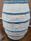 Vintage James Salt Water Taffy Bank Paper Mache Barrel Atlantic City Nj
