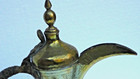 Antique 19c Arabic Islamic Dallah Coffee Pot Shine Brass  engraved Symbols   2