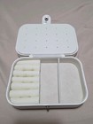 White Faux Leather Travel Jewelry Case  Velvet Lined  Holds 25  Rings earrings