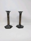 Hand Hammered  Mission-style 8  Antique Candlesticks Poole Silverplate Brass