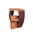 Atlantic Burl Wood Media Storage Tower Curved Cd Dvd Organizer Rack Brown