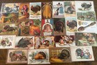 Lot Of 25 Antique thanksgiving Postcards turkeys pilgrims pumpkins children j586