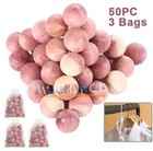 50 Pc Cedar Ball Nature Hangers For Home Wardrobe Clothes Storage   3 Satin Bags