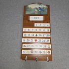 Vtg Wooden Perpetual Wall Calendar Cottagecore Grandmacore Birds Seasons 3 Pegs