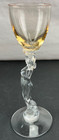 Vtg Cambridge Statuesque Nude Stemware Brandy Glass 6  Amber Disc W chip On Base