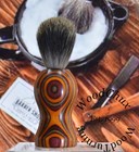 Handmade Color Wood Silver Badger Hair Shaving Brush Made In Usa Wood 307a