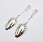 2x George Iii Sterling Silver Fancy Back Coffee Spoons C1760