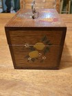 Wood Box Vintage Hand Painted Dutch Folk Art 2 Compartments Latch Couple Floral 