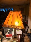 Tiffany Style 24  Tall Mission Design Stained Glass Table Lamb  Shade 2 Bulbs 