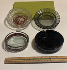 4 Vintage Las Vegas Casino Round Glass Ashtrays Mgm Caesars Flamingo Four Queens
