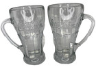 Vintage Pair 2 Coca Cola Glass Mug With Handle Clear