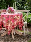April Cornell Blanche Floral Tablecloth 54 X 54 Breakfast Cloth Pink Rose Purple