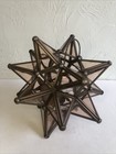 Vintage Moravian Star Light Tabletop 3d Candle Holder Lantern Glass Metal Frame
