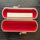 Vintage Pink Floral Metal Lipstick Holder With Mirror And Red Lined Interior