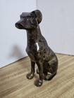 Vintage Brass Or Bronze Statue Of A Seated Greyhound Dog 7  Tall Heavy Excellent