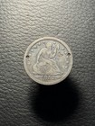 1853 25c Arrows Rays Liberty Seated Quarter - Love Token Engraved Holed Button