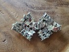 Vintage Art Deco Rhinestones Silver Metal Clip Belt Buckle  Interlocking  Mint