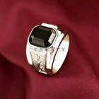 Black Onyx Emerald Cut Gemstone With 925 Sterling Silver Ring For Men s  b881