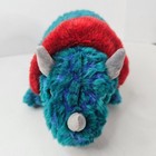 Ty 2001 Hornsly The Triceratops Dinosaur Plush Blue Red Dino Stuffed Animal Toy