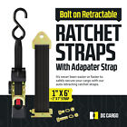 Dc Cargo Retractable Ratchet Strap W  E-track Adapter   S-hook 1  X 6  2-pack