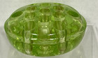Vintage Depression Lime Green Vaseline Uranium Glass Footed Flower Frog 13 Hole